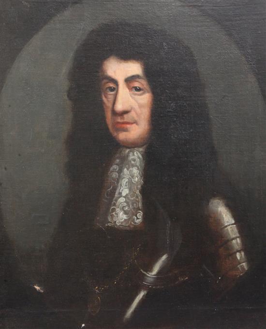 17th century English School Portrait of Charles II 30 x 25in.